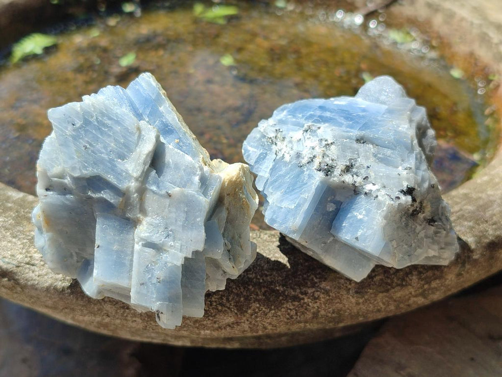 Natural Sky Blue Calcite Specimens with Metallic Titanium and Hematite x 24 From Spitzkop, Namibia - Toprock Gemstones and Minerals 