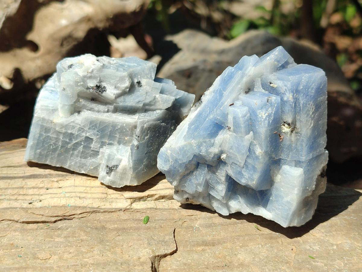 Natural Sky Blue Calcite Specimens with Metallic Titanium and Hematite x 24 From Spitzkop, Namibia - Toprock Gemstones and Minerals 