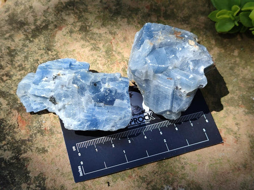 Natural Sky Blue Calcite Specimens with Metallic Titanium and Hematite x 24 From Spitzkop, Namibia - Toprock Gemstones and Minerals 