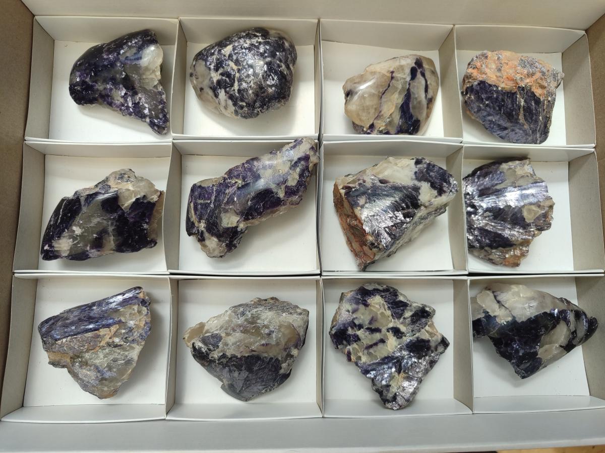 Polished One Side Silver Leaf Lepidolite Domed Nodules x 12 From Zimbabwe - Toprock Gemstones and Minerals 
