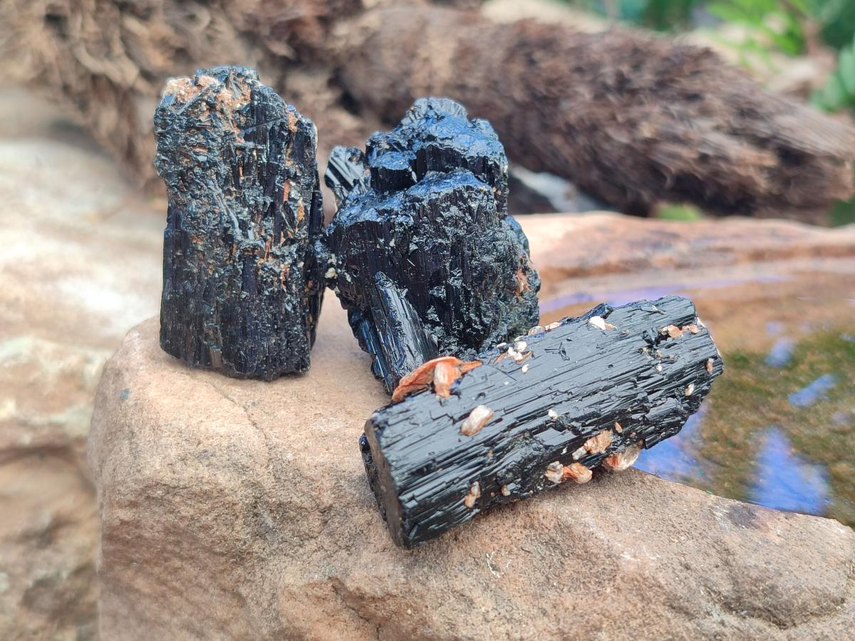 Natural Rough Black Tourmaline Crystals x 25 From Zambia - Toprock Gemstones and Minerals 