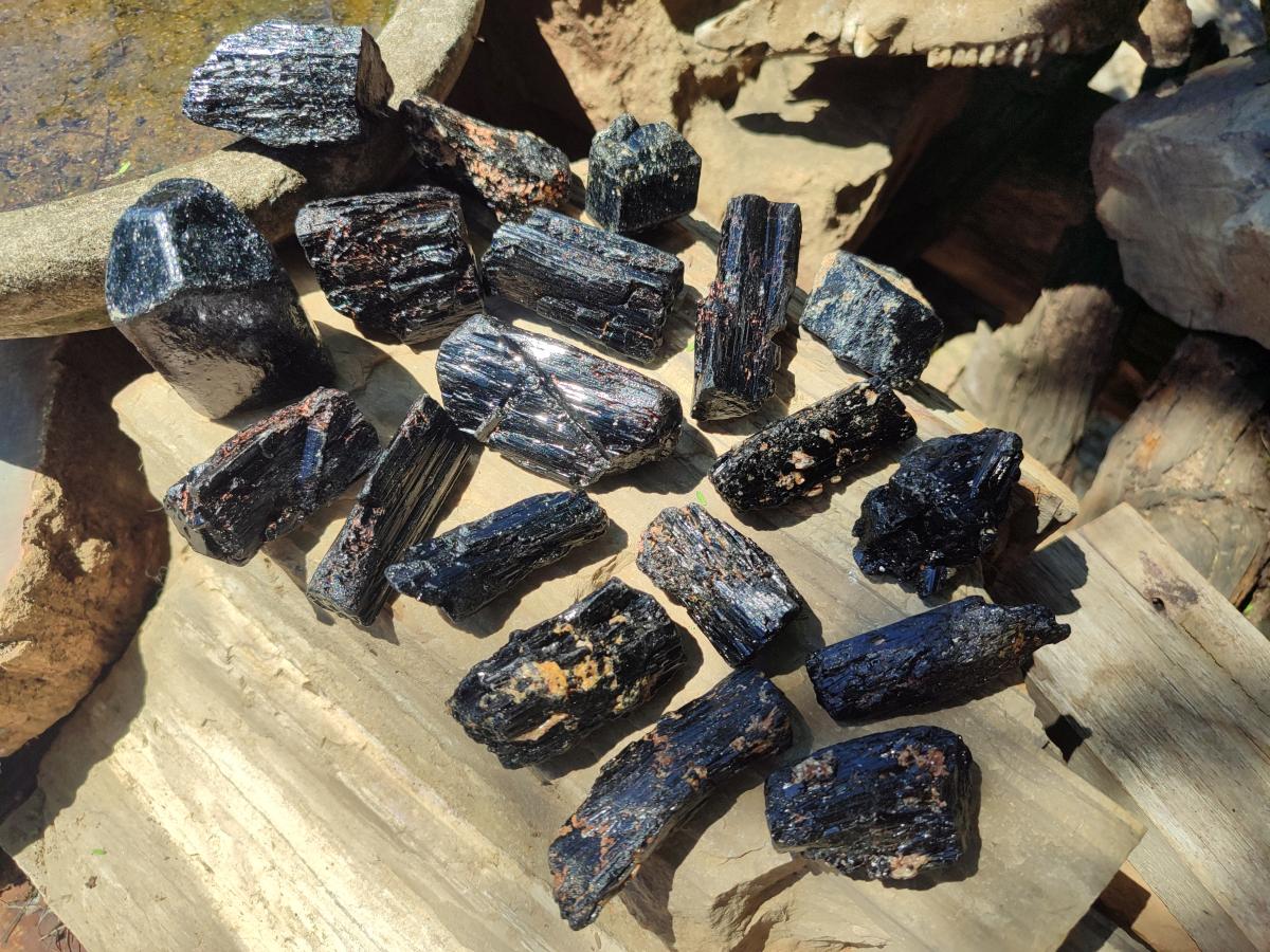 Natural Rough Black Tourmaline Crystals x 25 From Zambia - Toprock Gemstones and Minerals 