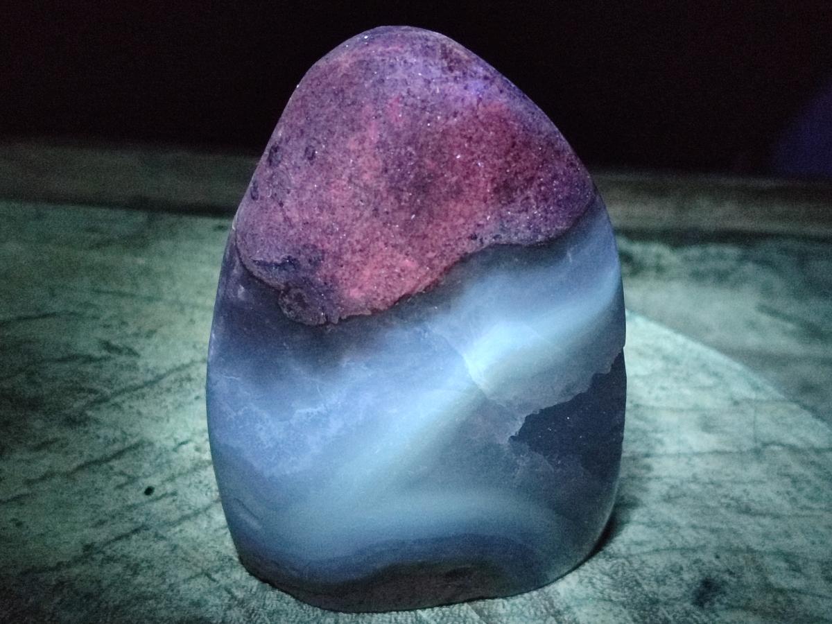 Polished and Natural Blue Lace Agate Standing Display Pieces x 2 From Nsanje, Malawi - Toprock Gemstones and Minerals 