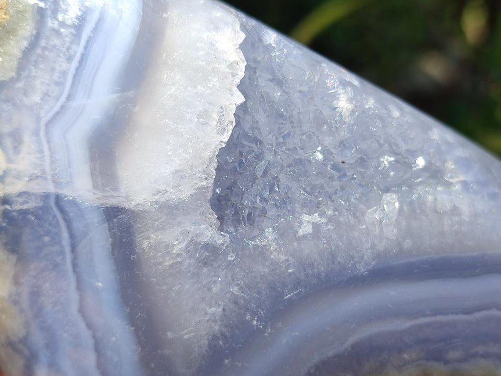 Polished and Natural Blue Lace Agate Standing Display Pieces x 2 From Nsanje, Malawi - Toprock Gemstones and Minerals 