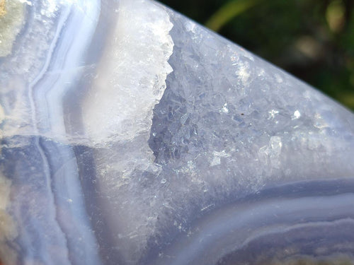 Polished and Natural Blue Lace Agate Standing Display Pieces x 2 From Nsanje, Malawi - Toprock Gemstones and Minerals 