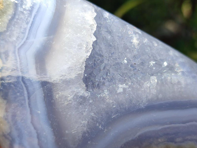 Polished and Natural Blue Lace Agate Standing Display Pieces x 2 From Nsanje, Malawi - Toprock Gemstones and Minerals 