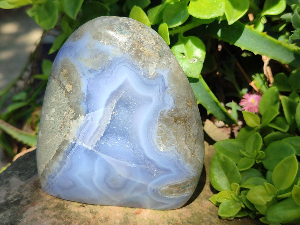 Polished and Natural Blue Lace Agate Standing Display Pieces x 2 From Nsanje, Malawi - Toprock Gemstones and Minerals 