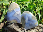 Polished and Natural Blue Lace Agate Standing Display Pieces x 2 From Nsanje, Malawi - Toprock Gemstones and Minerals 