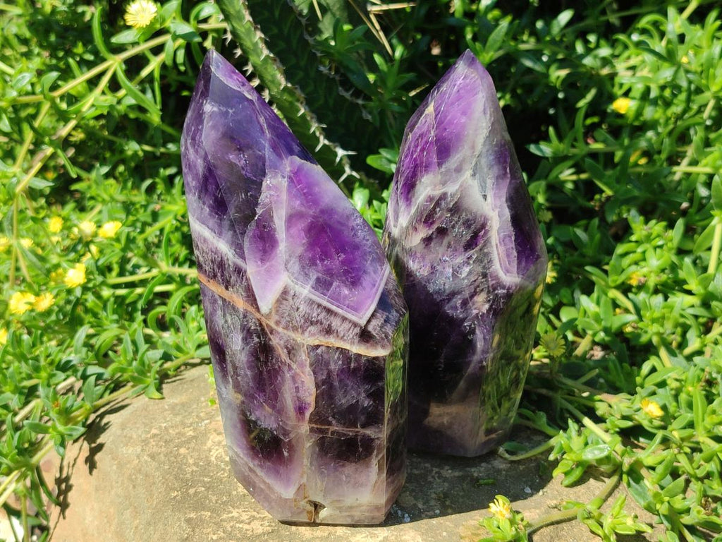 Polished Chevron Amethyst Display Crystals x 2 From Zambia - Toprock Gemstones and Minerals 