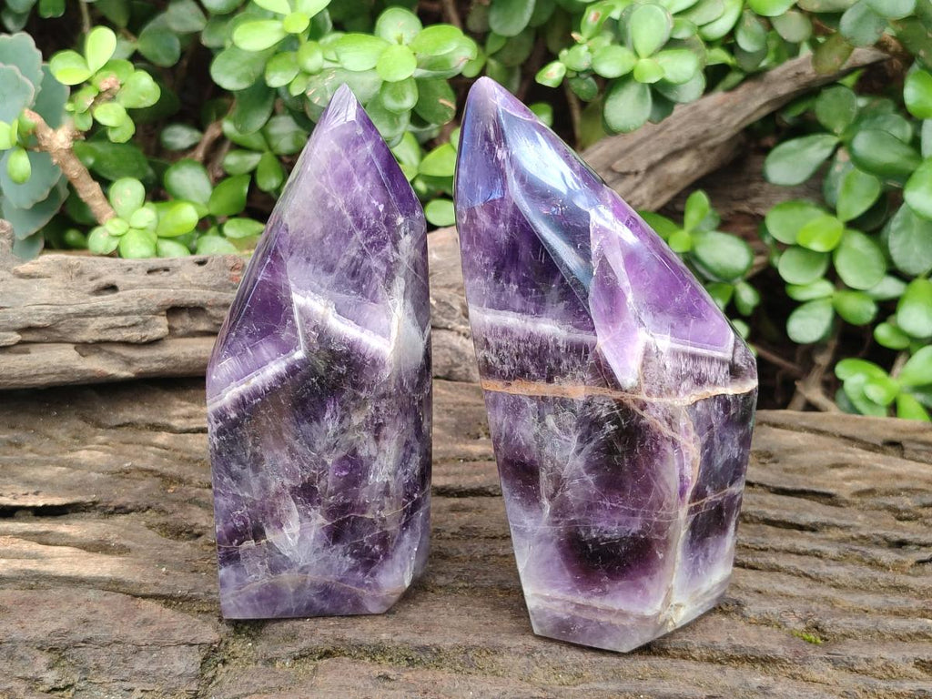Polished Chevron Amethyst Display Crystals x 2 From Zambia - Toprock Gemstones and Minerals 