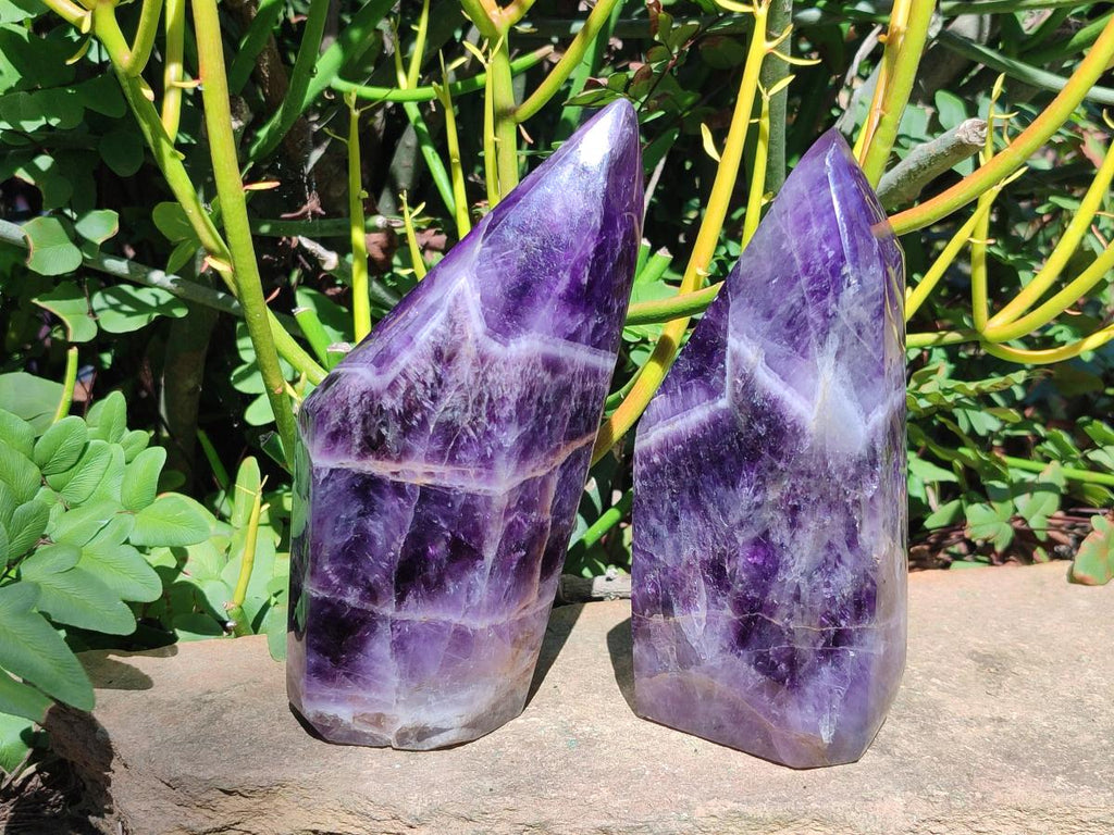 Polished Chevron Amethyst Display Crystals x 2 From Zambia - Toprock Gemstones and Minerals 