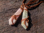 Hand Made Thulite Copper Wire Wrapped Double Terminated Necklaces x 12 From Mozambique - Toprock Gemstones and Minerals 