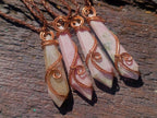 Hand Made Thulite Copper Wire Wrapped Double Terminated Necklaces x 12 From Mozambique - Toprock Gemstones and Minerals 
