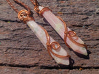Hand Made Thulite Copper Wire Wrapped Double Terminated Necklaces x 12 From Mozambique - Toprock Gemstones and Minerals 