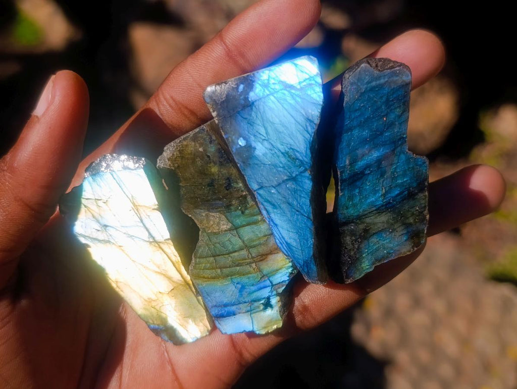 Polished One Side Labradorite Slices x 28 From Madagascar - Toprock Gemstones and Minerals 