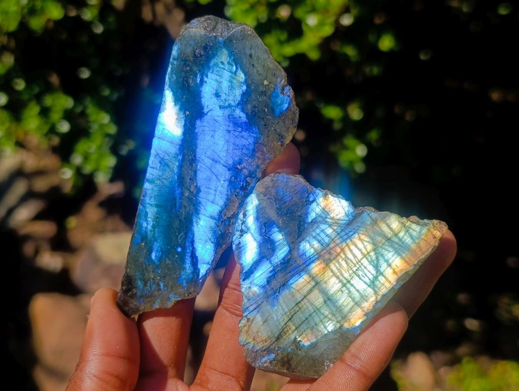 Polished One Side Labradorite Slices x 28 From Madagascar - Toprock Gemstones and Minerals 