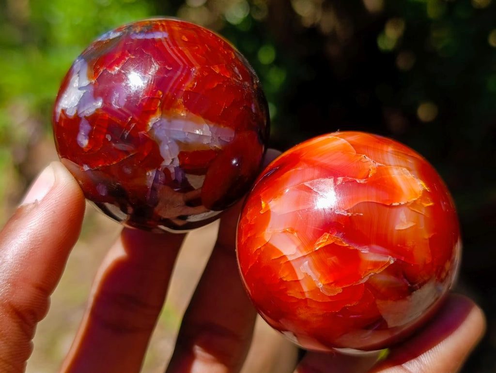 Polished Carnelian Agate Gemstone Spheres x 12 From Madagascar - Toprock Gemstones and Minerals 
