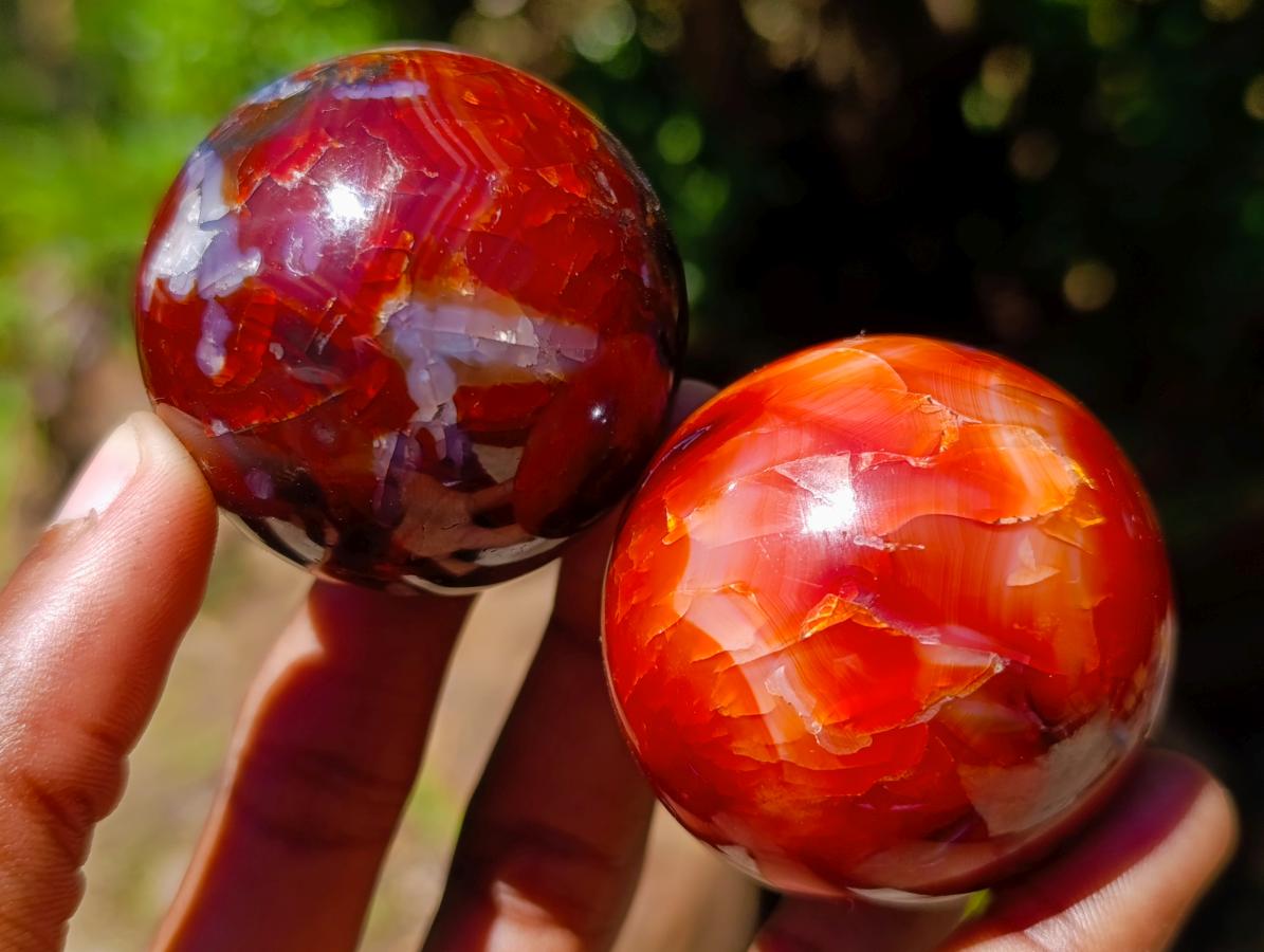 Polished Carnelian Agate Gemstone Spheres x 12 From Madagascar - Toprock Gemstones and Minerals 