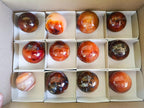 Polished Carnelian Agate Gemstone Spheres x 12 From Madagascar - Toprock Gemstones and Minerals 