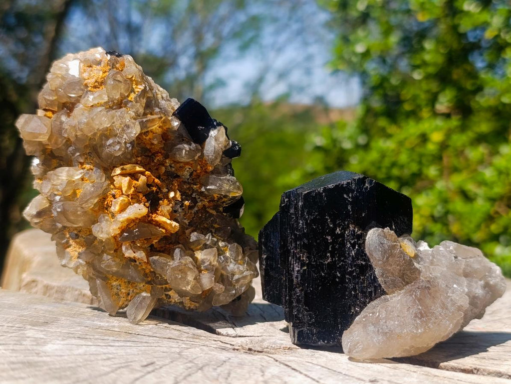 Natural Schorl Black Tourmaline with Associated Minerals x 6 From Erongo, Namibia - Toprock Gemstones and Minerals 