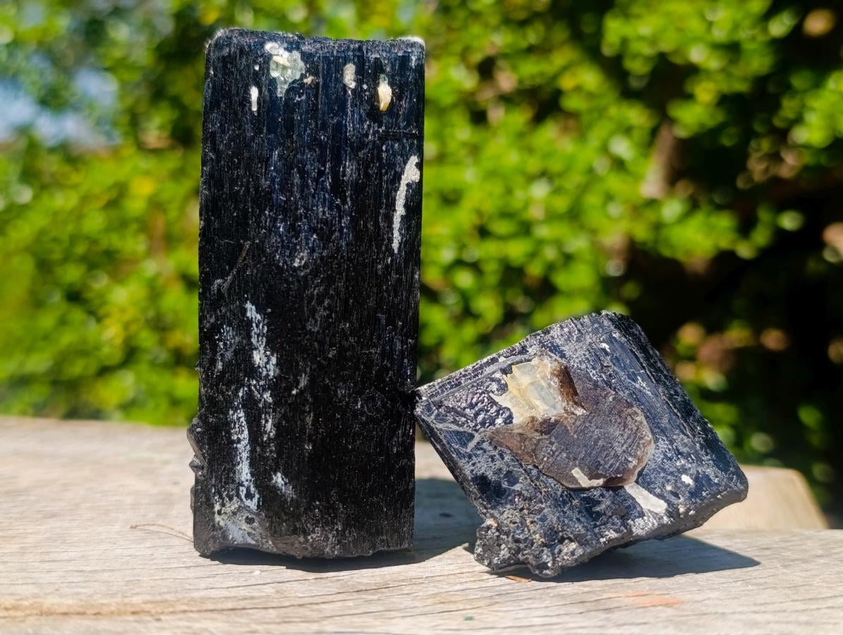 Natural Schorl Black Tourmaline with Associated Minerals x 6 From Erongo, Namibia - Toprock Gemstones and Minerals 