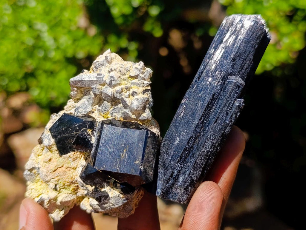 Natural Schorl Black Tourmaline with Associated Minerals x 6 From Erongo, Namibia - Toprock Gemstones and Minerals 