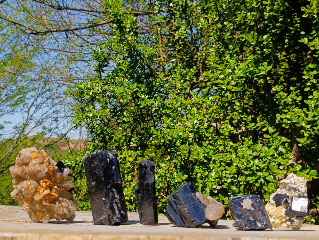 Natural Schorl Black Tourmaline with Associated Minerals x 6 From Erongo, Namibia - Toprock Gemstones and Minerals 