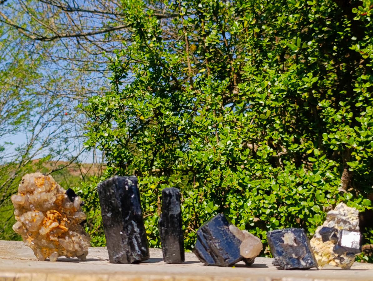 Natural Schorl Black Tourmaline with Associated Minerals x 6 From Erongo, Namibia - Toprock Gemstones and Minerals 