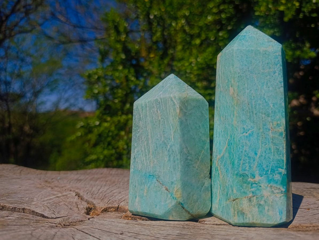 Polished Amazonite Display Crystals x 2 From Madagascar - Toprock Gemstones and Minerals 