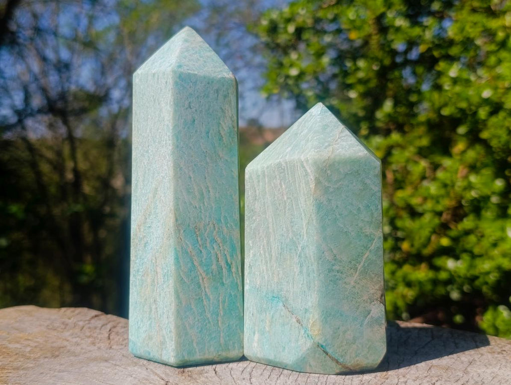 Polished Amazonite Display Crystals x 2 From Madagascar - Toprock Gemstones and Minerals 