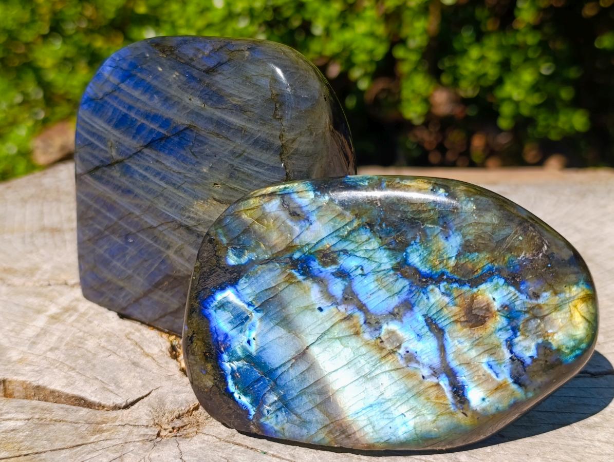 Polished Labradorite Standing Display Pieces x 2 From Madagascar - Toprock Gemstones and Minerals 