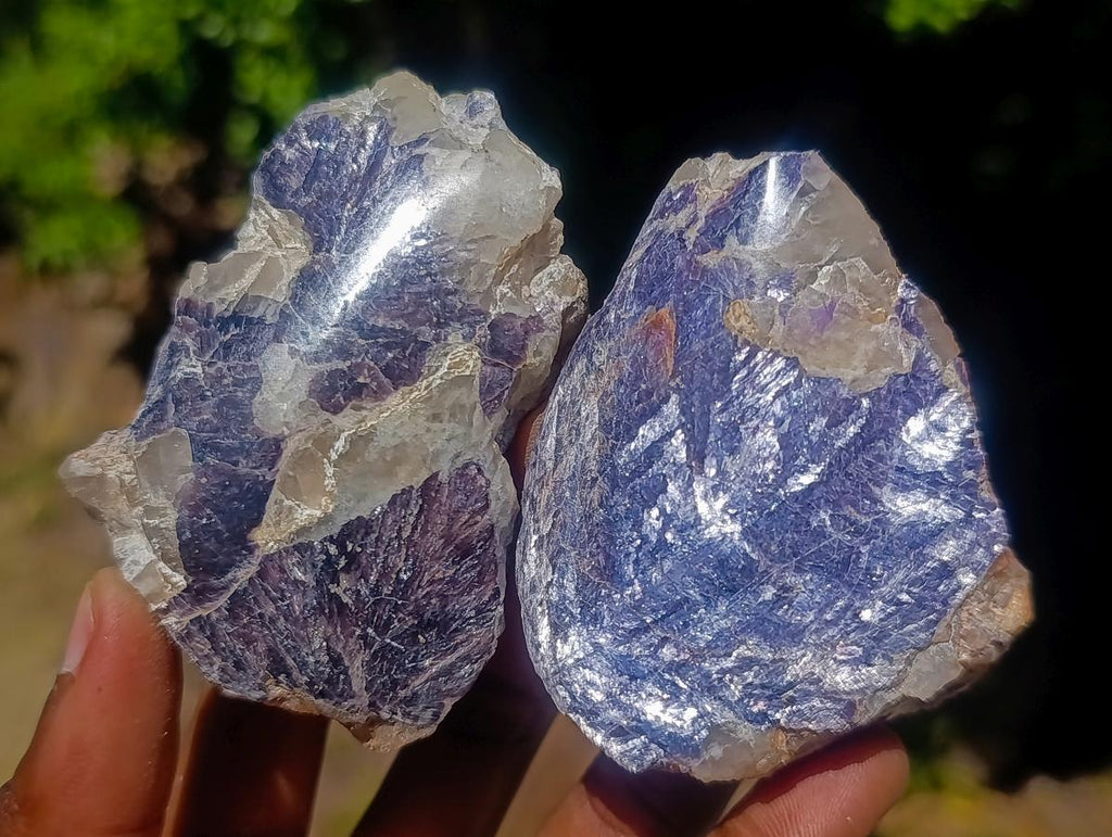 Polished One Side Silver Leaf Lepidolite Domed Nodules x 24 From Zimbabwe - Toprock Gemstones and Minerals 