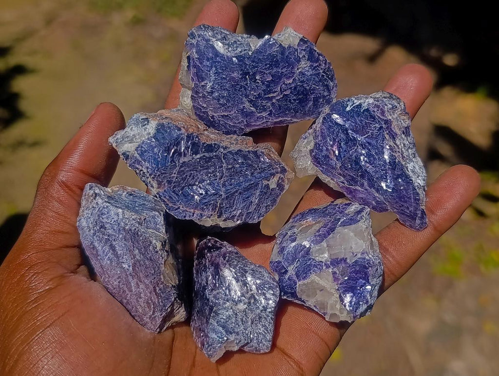 Polished One Side Silver Leaf Lepidolite Domed Nodules x 24 From Zimbabwe - Toprock Gemstones and Minerals 