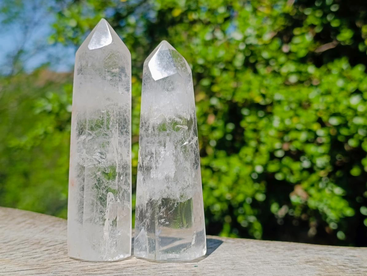 Polished Long Clear Quartz Crystals x 6 From Madagascar - Toprock Gemstones and Minerals 