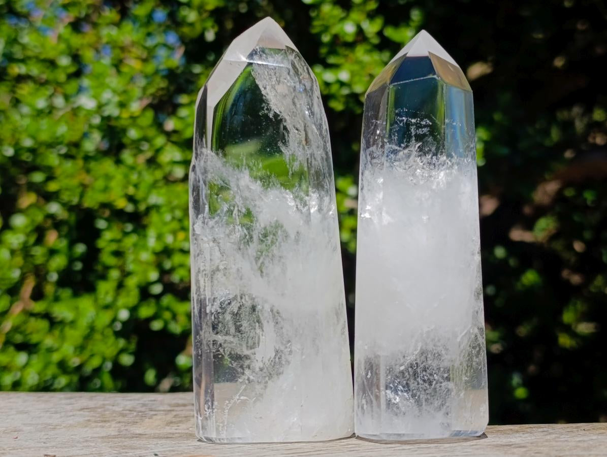 Polished Long Clear Quartz Crystals x 6 From Madagascar - Toprock Gemstones and Minerals 