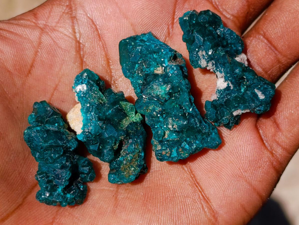 Natural Dioptase Specimens on Dolomite Matrix x 70 From Tantara Mine, Congo - Toprock Gemstones and Minerals 
