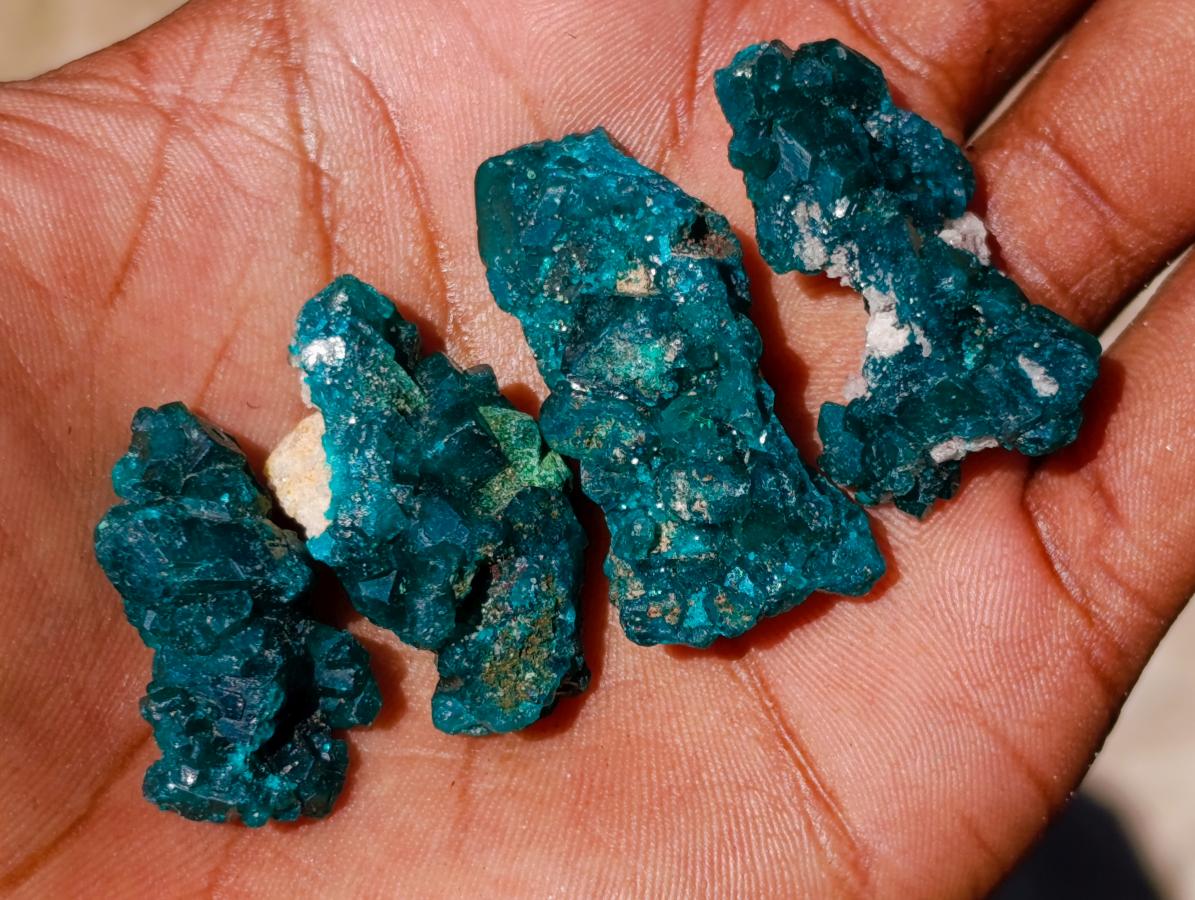 Natural Dioptase Specimens on Dolomite Matrix x 70 From Tantara Mine, Congo - Toprock Gemstones and Minerals 