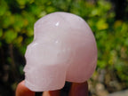 Hand Made Gemmy Rose Quartz Skull Carvings x 6 From Madagascar - Toprock Gemstones and Minerals 