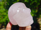 Hand Made Gemmy Rose Quartz Skull Carvings x 6 From Madagascar - Toprock Gemstones and Minerals 