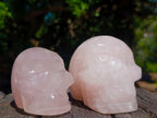 Hand Made Gemmy Rose Quartz Skull Carvings x 6 From Madagascar - Toprock Gemstones and Minerals 