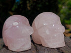 Hand Made Gemmy Rose Quartz Skull Carvings x 6 From Madagascar - Toprock Gemstones and Minerals 