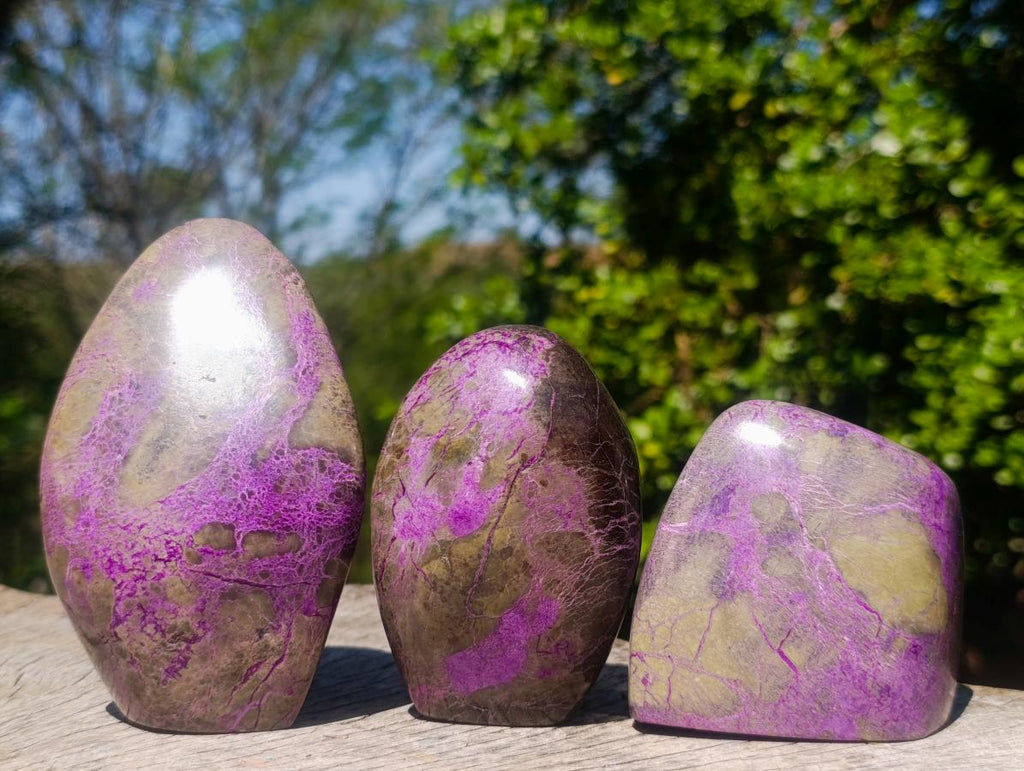 Polished Stichtite Standing Display Pieces x 3 From Barberton, South Africa - Toprock Gemstones and Minerals 