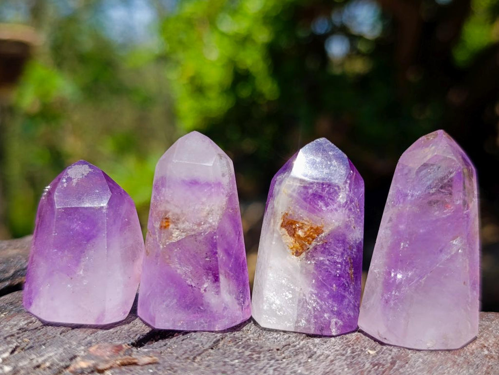 Polished Window Amethyst Crystals x 20 From Akansobe, Madagascar - Toprock Gemstones and Minerals 