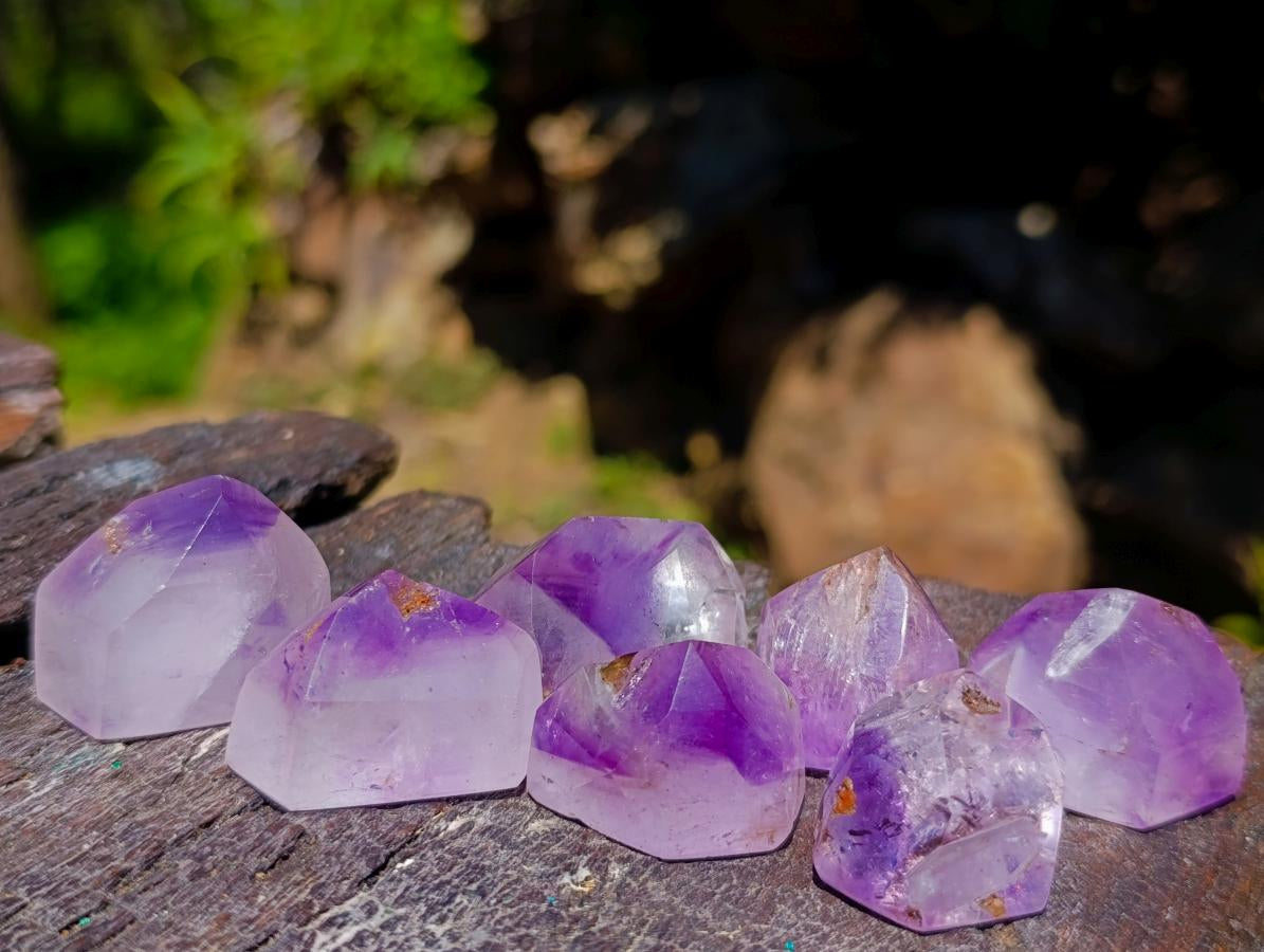 Polished Window Amethyst Crystals x 20 From Akansobe, Madagascar - Toprock Gemstones and Minerals 
