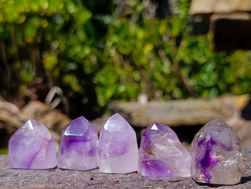 Polished Window Amethyst Crystals x 20 From Akansobe, Madagascar - Toprock Gemstones and Minerals 