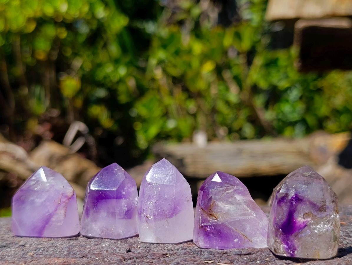 Polished Window Amethyst Crystals x 20 From Akansobe, Madagascar - Toprock Gemstones and Minerals 