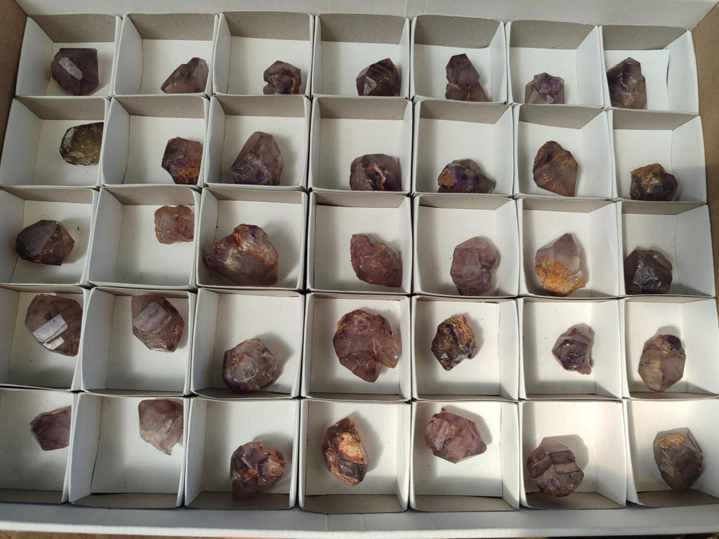 Natural Smokey Skeletal Window Amethyst Crystals x 35 From Madagascar - Toprock Gemstones and Minerals 
