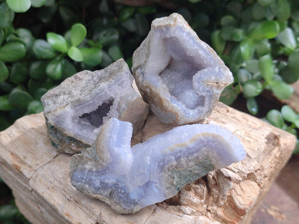 Natural Blue Lace Agate Geode Specimens x 24 From Nsanje, Malawi - Toprock Gemstones and Minerals 