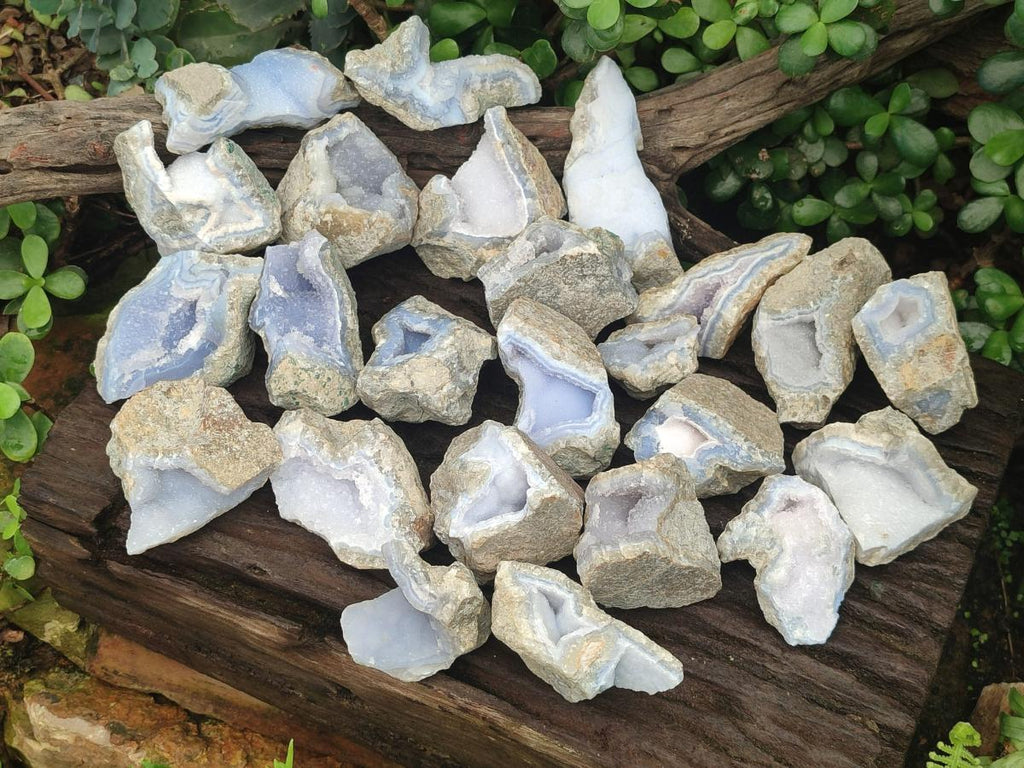 Natural Blue Lace Agate Geode Specimens x 24 From Nsanje, Malawi - Toprock Gemstones and Minerals 