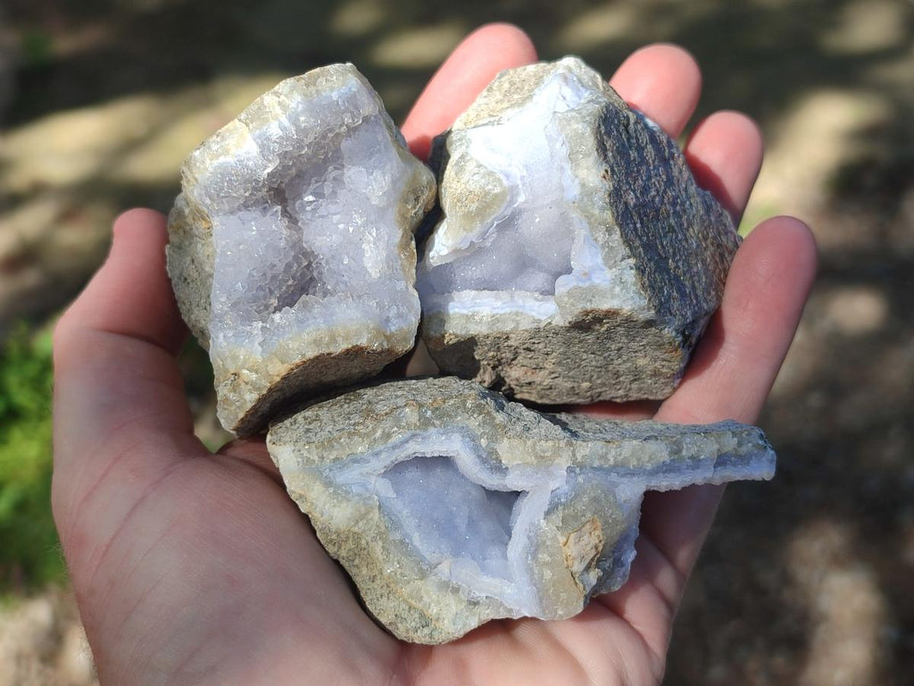 Natural Blue Lace Agate Geode Specimens x 24 From Nsanje, Malawi - Toprock Gemstones and Minerals 